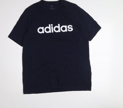 adidas Men’s Blue L Basic Crew Neck Cotton T-Shirt