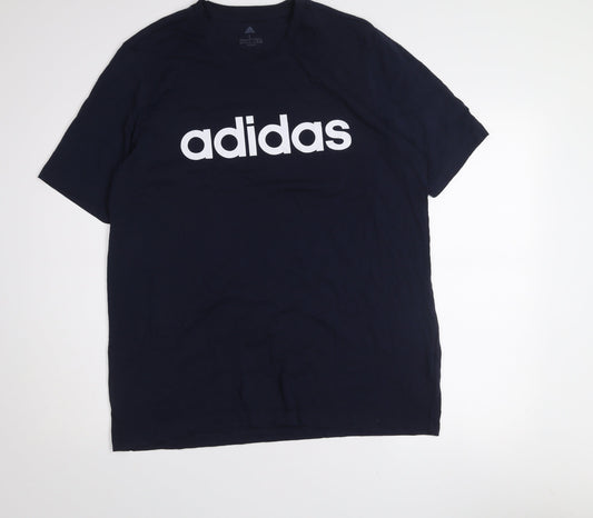 adidas Men’s Blue L Basic Crew Neck Cotton T-Shirt