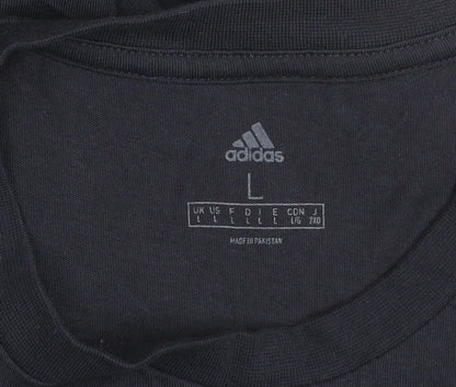 adidas Men’s Blue L Basic Crew Neck Cotton T-Shirt