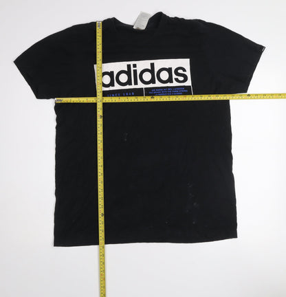 Adidas Men's Black Logo Graphic T-Shirt Size L Cotton