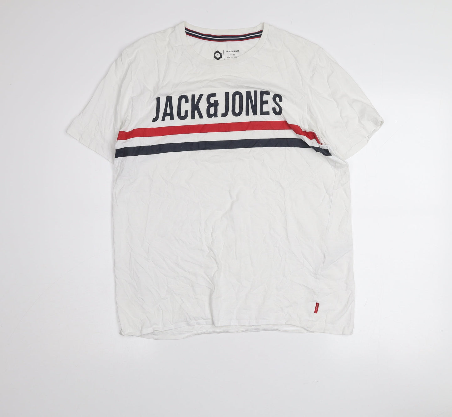Jack & Jones Men's White Graphic Core T-Shirt L Crew Neck