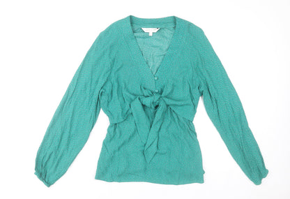 Apricot Women’s Green Viscose Wrap Blouse Size 14 Long Sleeve