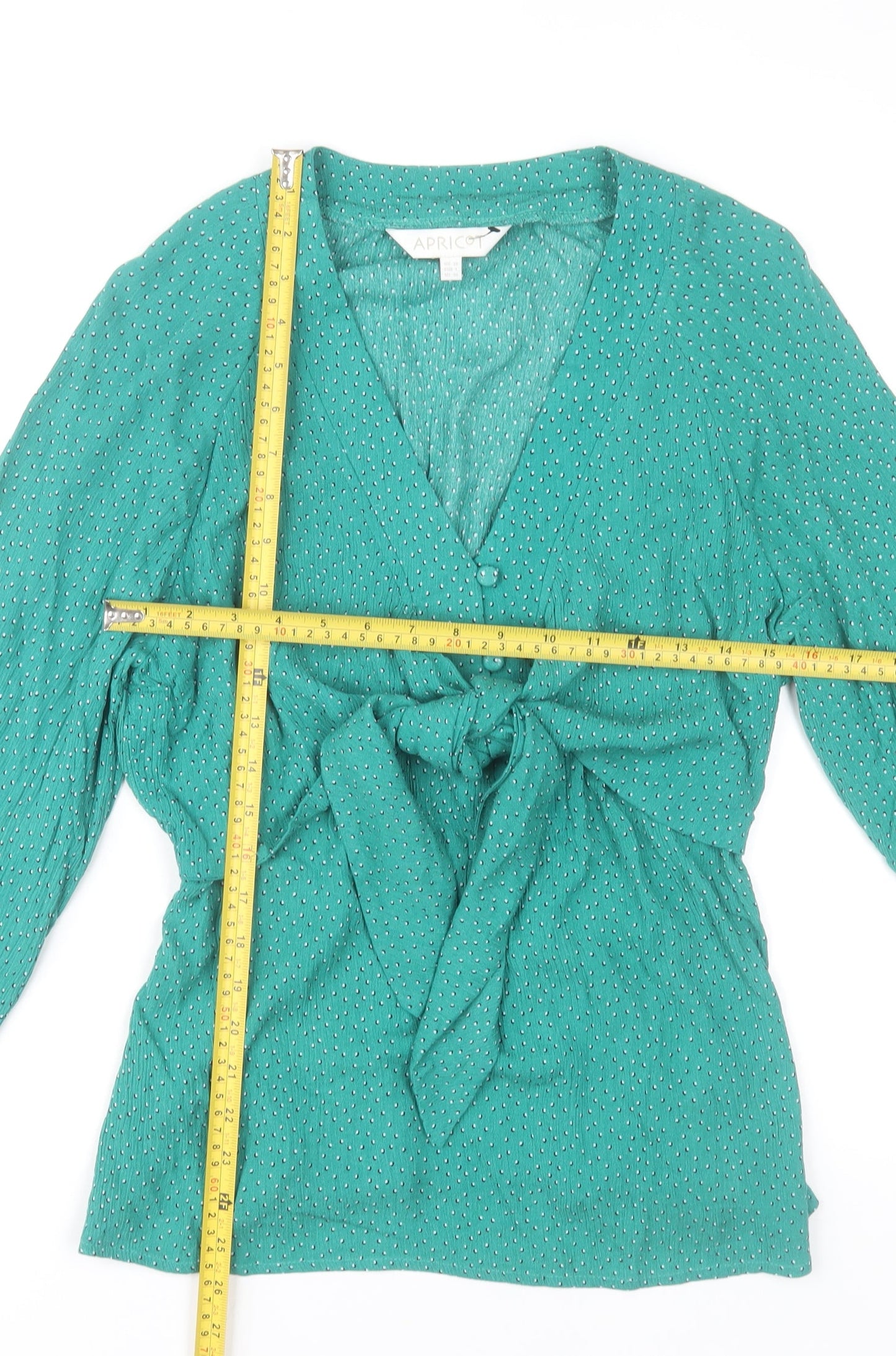Apricot Women’s Green Viscose Wrap Blouse Size 14 Long Sleeve