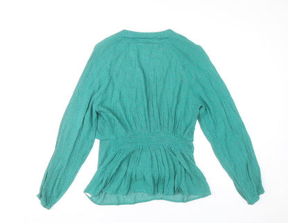 Apricot Women’s Green Viscose Wrap Blouse Size 14 Long Sleeve