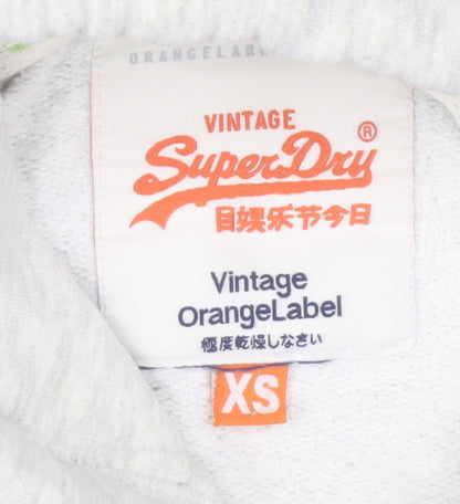Superdry Women’s Grey Pullover Hoodie XS Vintage Orange Label