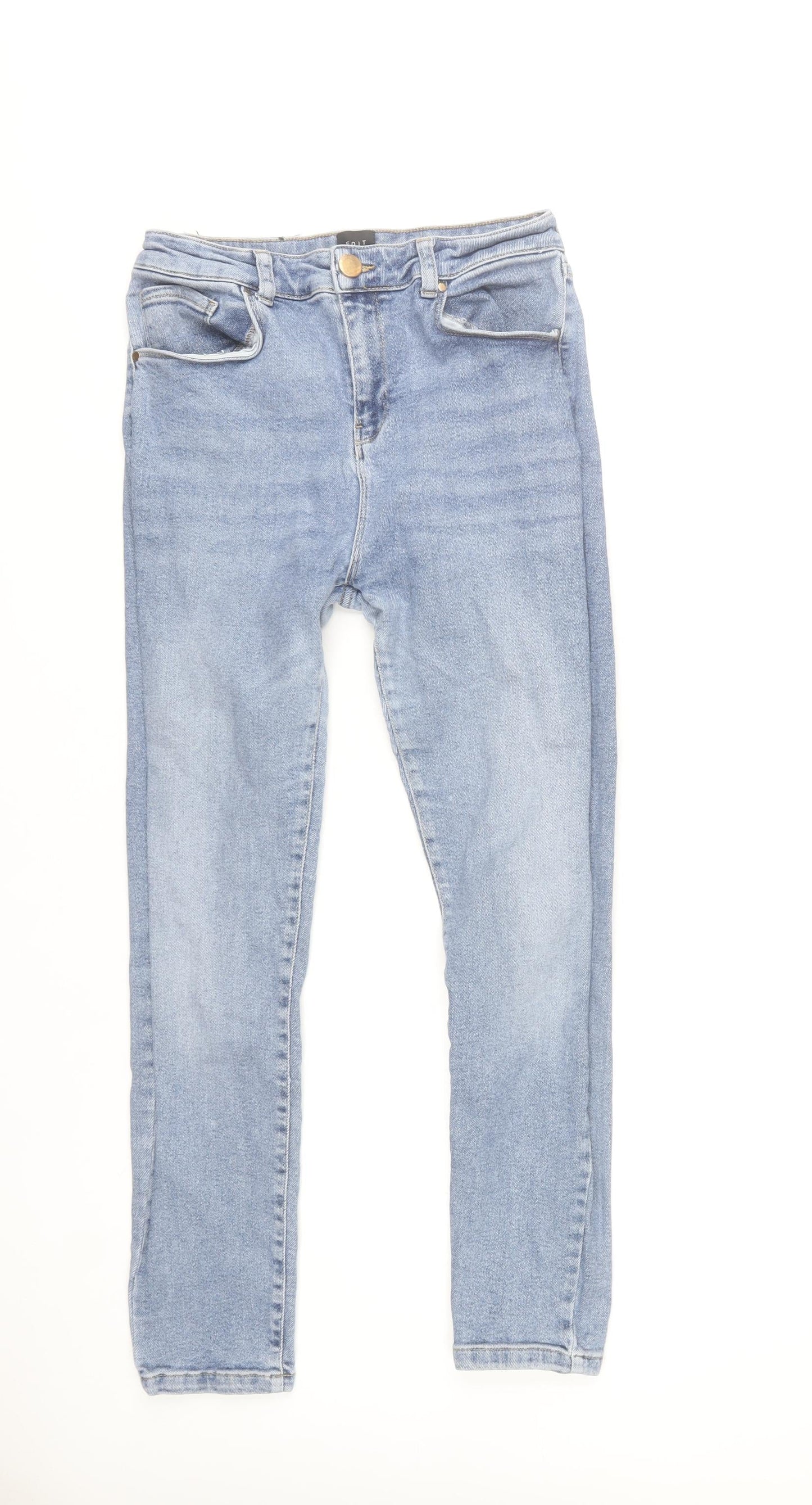 Editor's Cut Women's Blue Skinny Jeans Size 14 Mid Rise 32L Cotton Blend