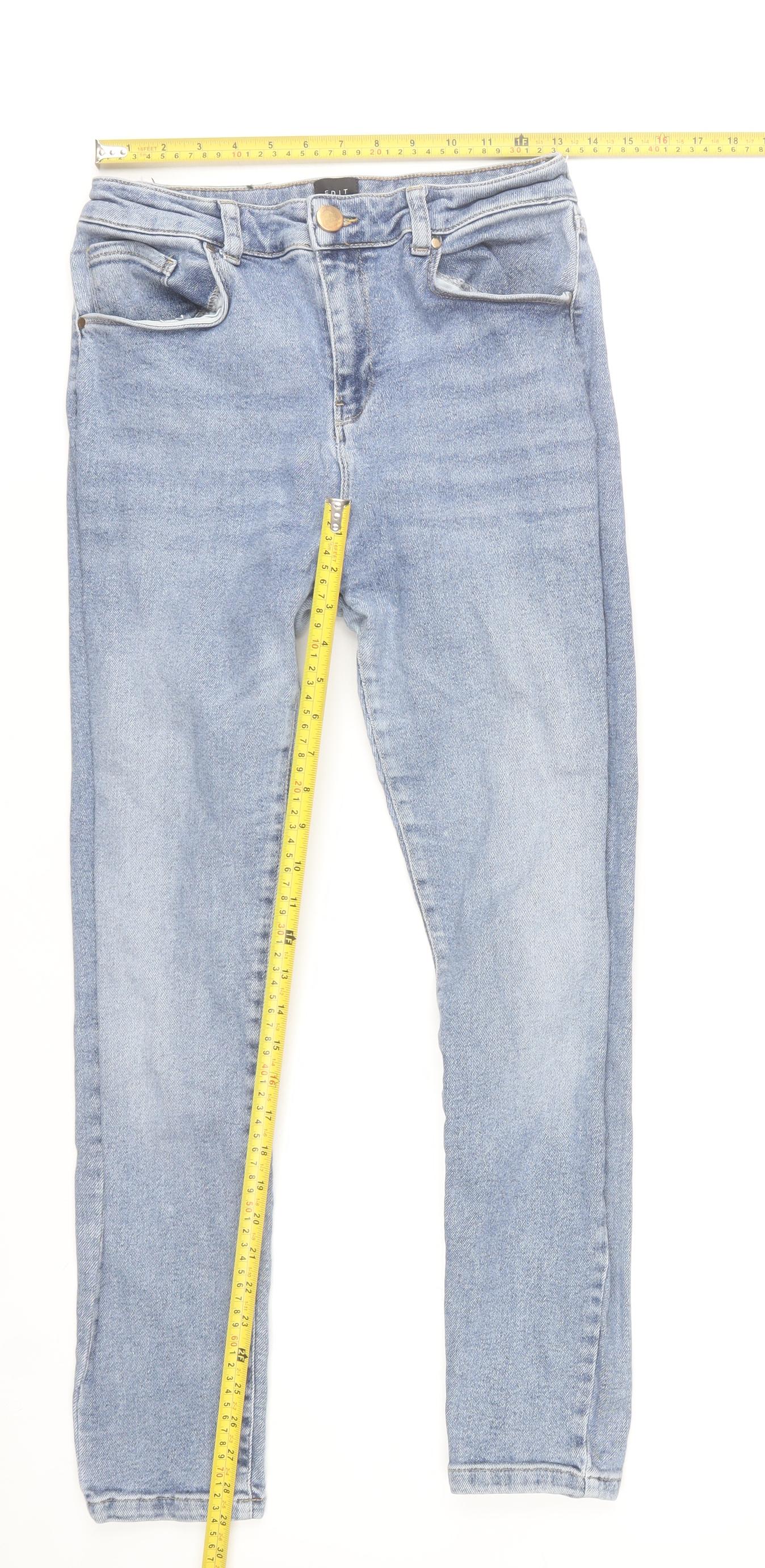 Editor's Cut Women's Blue Skinny Jeans Size 14 Mid Rise 32L Cotton Blend