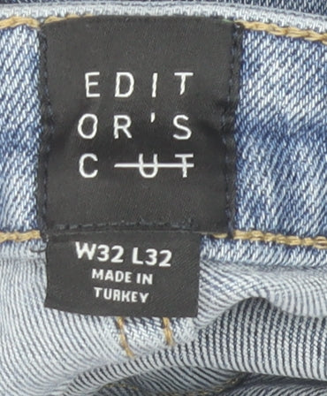 Editor's Cut Women's Blue Skinny Jeans Size 14 Mid Rise 32L Cotton Blend