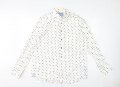 Tresanti Celeste Men's White Printed Slim Fit Formal Dress Shirt 18/45