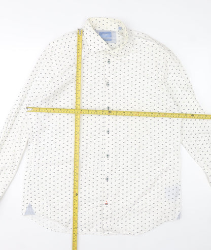 Tresanti Celeste Men's White Printed Slim Fit Formal Dress Shirt 18/45