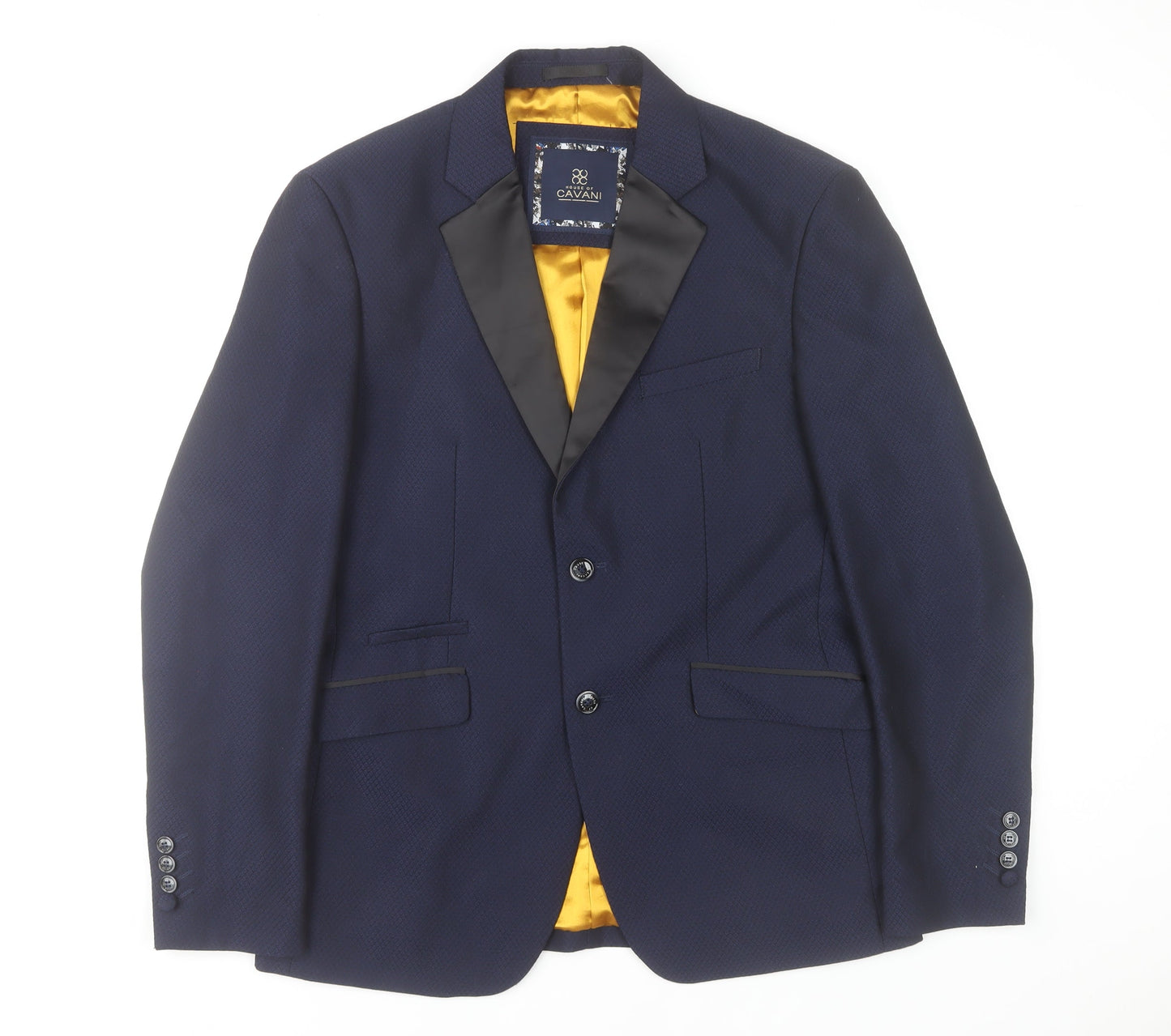 House of Cavani Men's Navy Tuxedo Blazer 38R Slim Fit Shawl Lapel