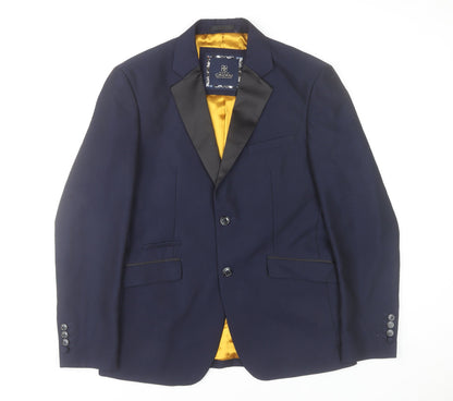 House of Cavani Men's Navy Tuxedo Blazer 38R Slim Fit Shawl Lapel