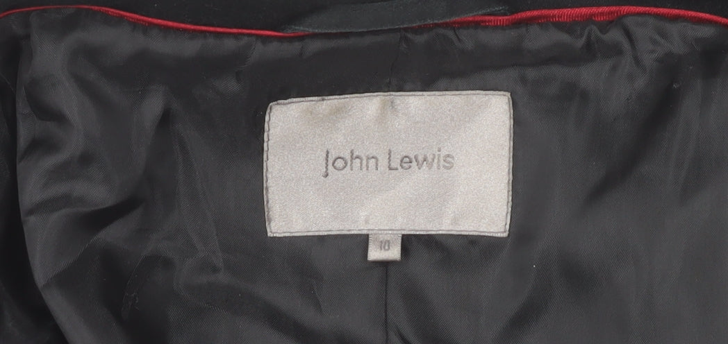 John Lewis Women’s Black Pea Coat Size 10 Cotton Blend Mid-Length