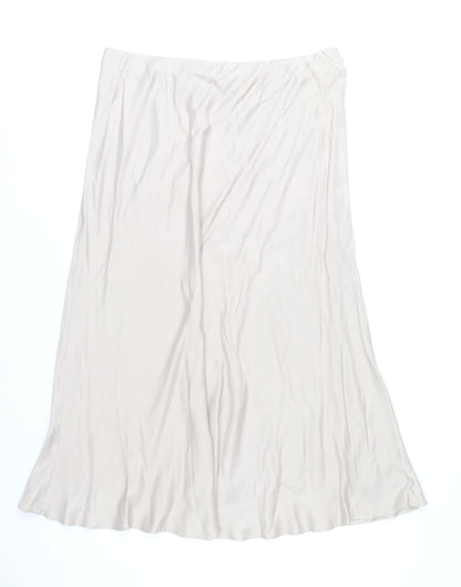 Gallery Women Beige Midi A-Line Skirt Size 18 Viscose Satin