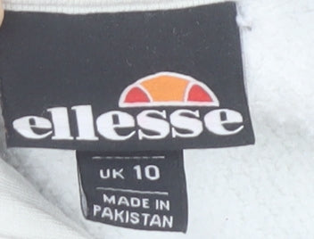 Ellesse Womens White UK 10 Pullover Hoodie Cotton Blend Casual