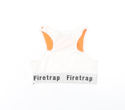 Firetrap Women's White Orange Cropped Racerback Tank Top Size 8