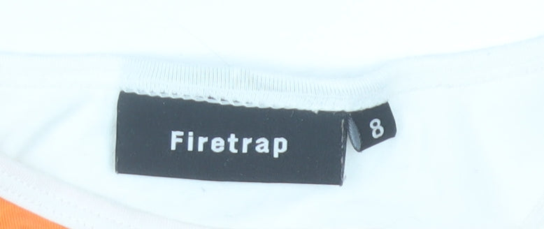 Firetrap Women's White Orange Cropped Racerback Tank Top Size 8