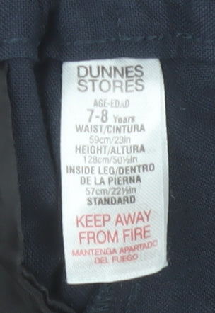 Dunnes Stores Boys Blue School Uniform Trousers 7-8 Years Adjustable Waist