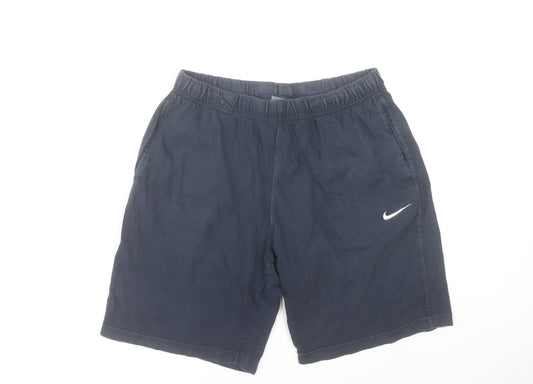 Nike Men's Blue Cotton Sweat Shorts L Lightweight Casual