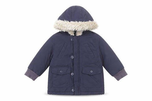 Marks and Spencer Unisex Baby Blue Hooded Faux Fur Parka Coat 18-24 Months