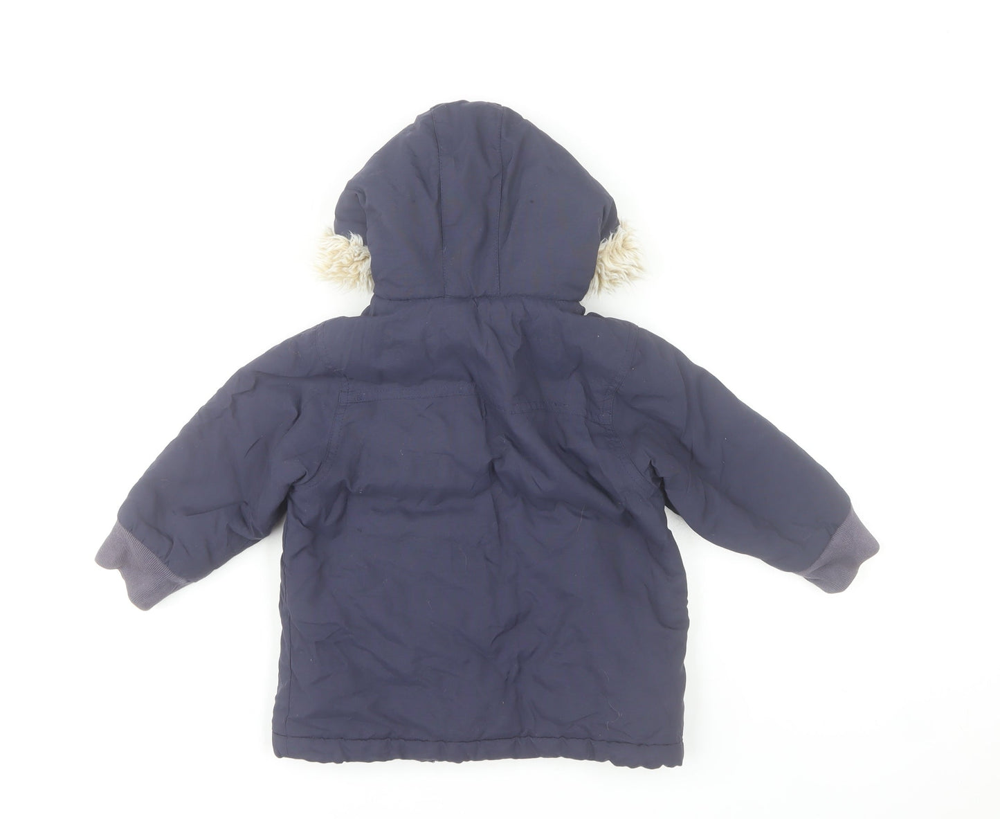 Marks and Spencer Unisex Baby Blue Hooded Faux Fur Parka Coat 18-24 Months