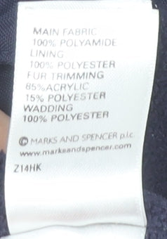 Marks and Spencer Unisex Baby Blue Hooded Faux Fur Parka Coat 18-24 Months