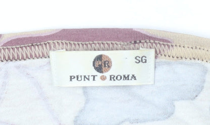 Punt Roma Women Beige Floral 3/4 Sleeve Viscose Stretch Top XL