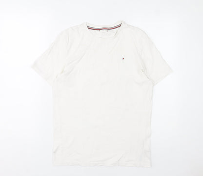 Tommy Hilfiger Boys White Cotton Crew Neck Logo T-Shirt 14-16 Years