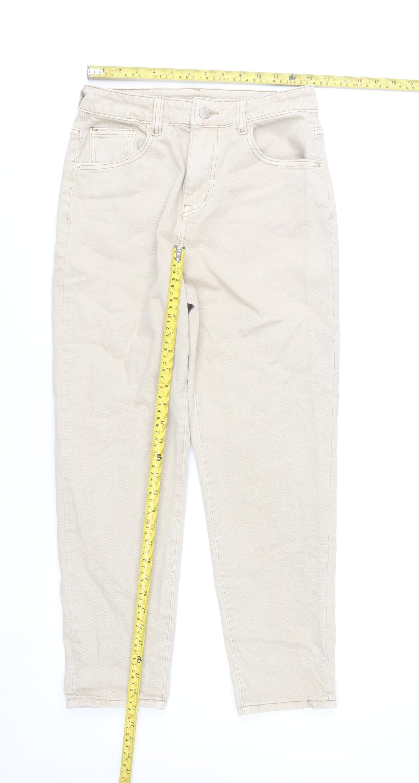 Denim Style Women’s Beige High-Rise Mom Jeans UK 10
