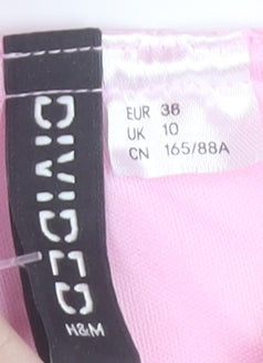 H&M Divided Women’s Pink A-Line Puff Sleeve Bow Back Dress Size 10