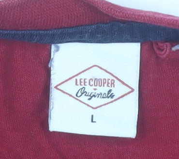 Lee Cooper Men's Red Graphic Logo Cotton T-Shirt Size L Regular Fit