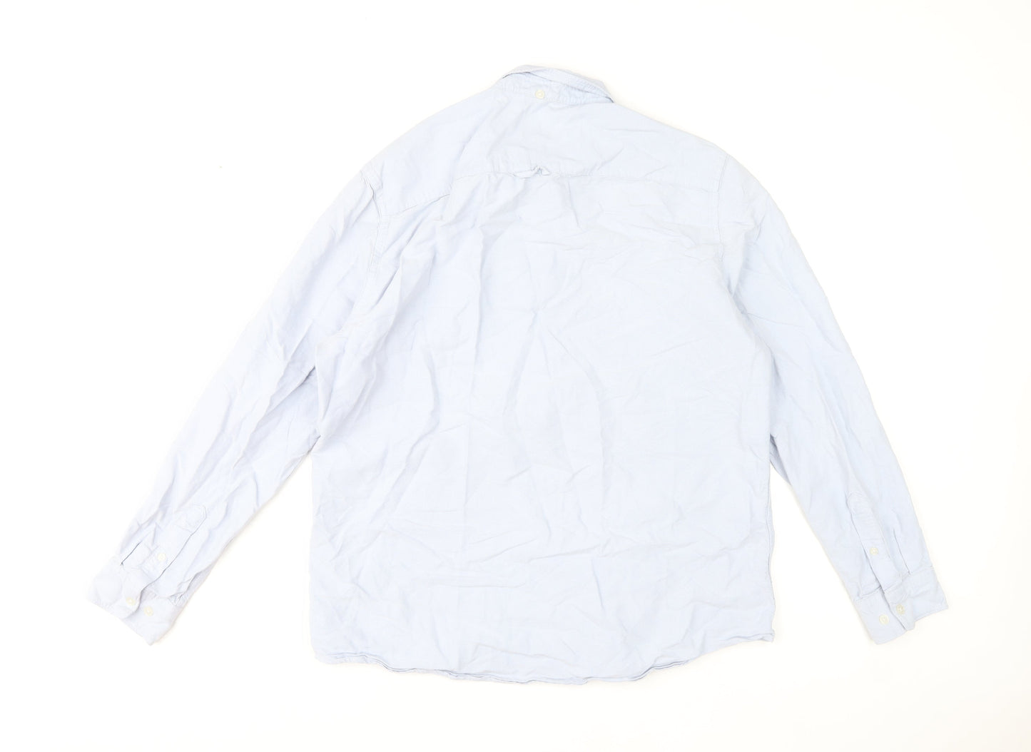 H&M Men’s Blue Cotton Regular Fit Long Sleeve Button-Up Shirt Size L