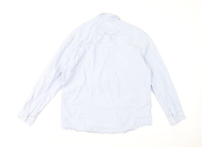 H&M Men’s Blue Cotton Regular Fit Long Sleeve Button-Up Shirt Size L