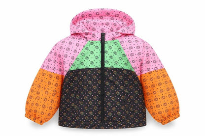 Front view of Next girls’ multicoloured hooded windbreaker jacket 3 years