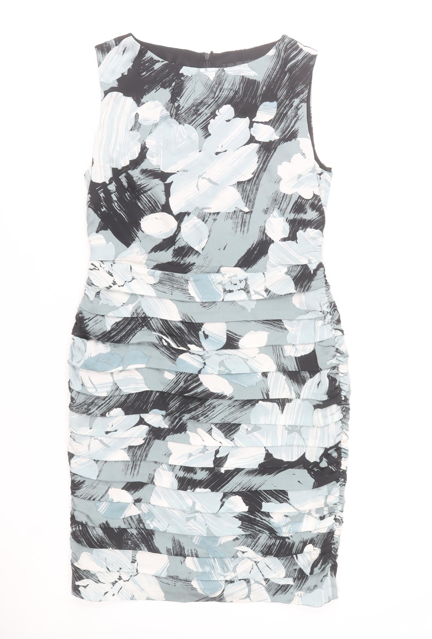 Coast Womens Grey Floral Bodycon Sleeveless Knee Length Dress Size 14
