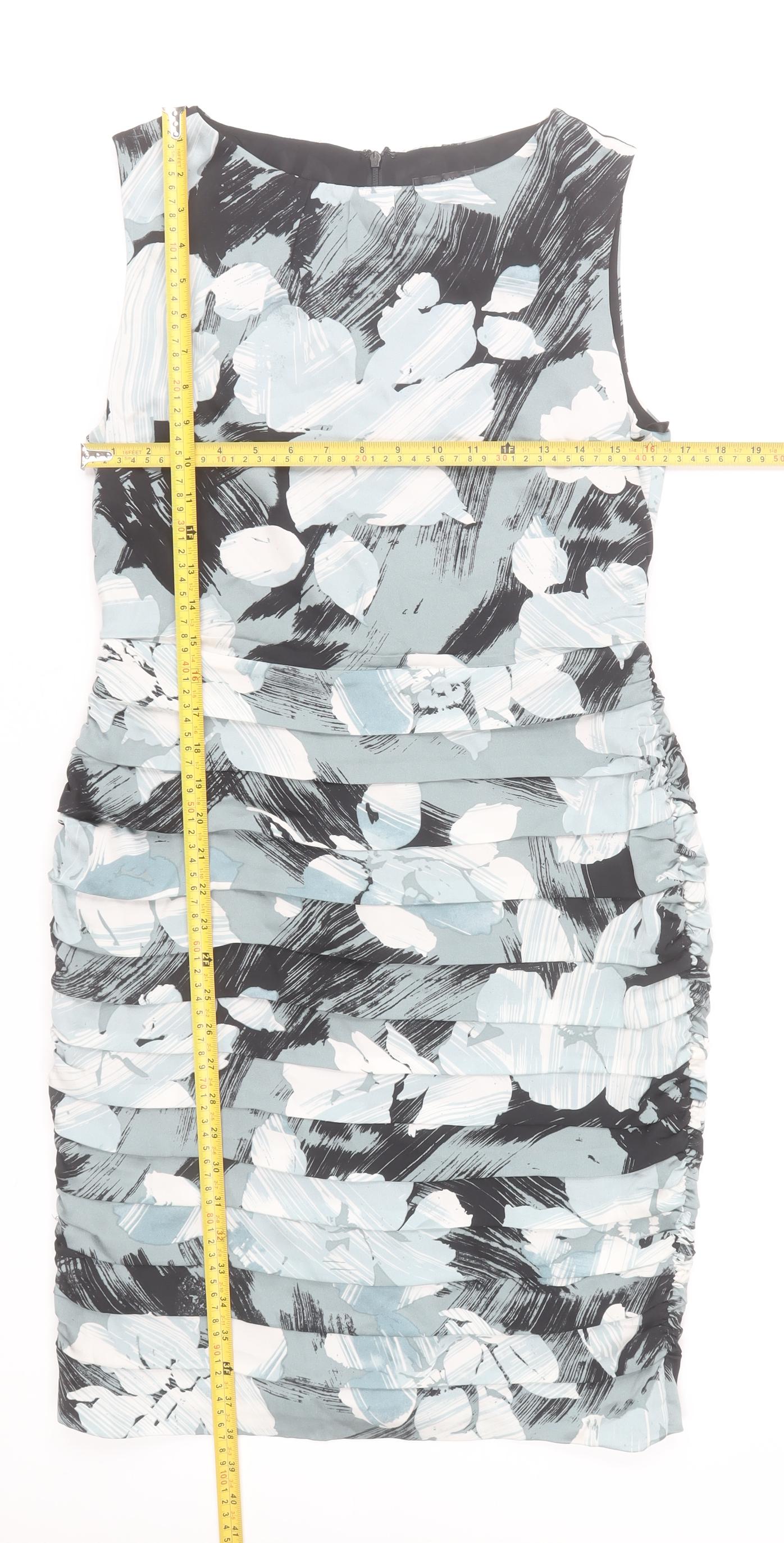 Coast Womens Grey Floral Bodycon Sleeveless Knee Length Dress Size 14