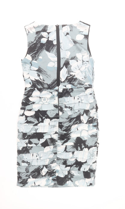 Coast Womens Grey Floral Bodycon Sleeveless Knee Length Dress Size 14