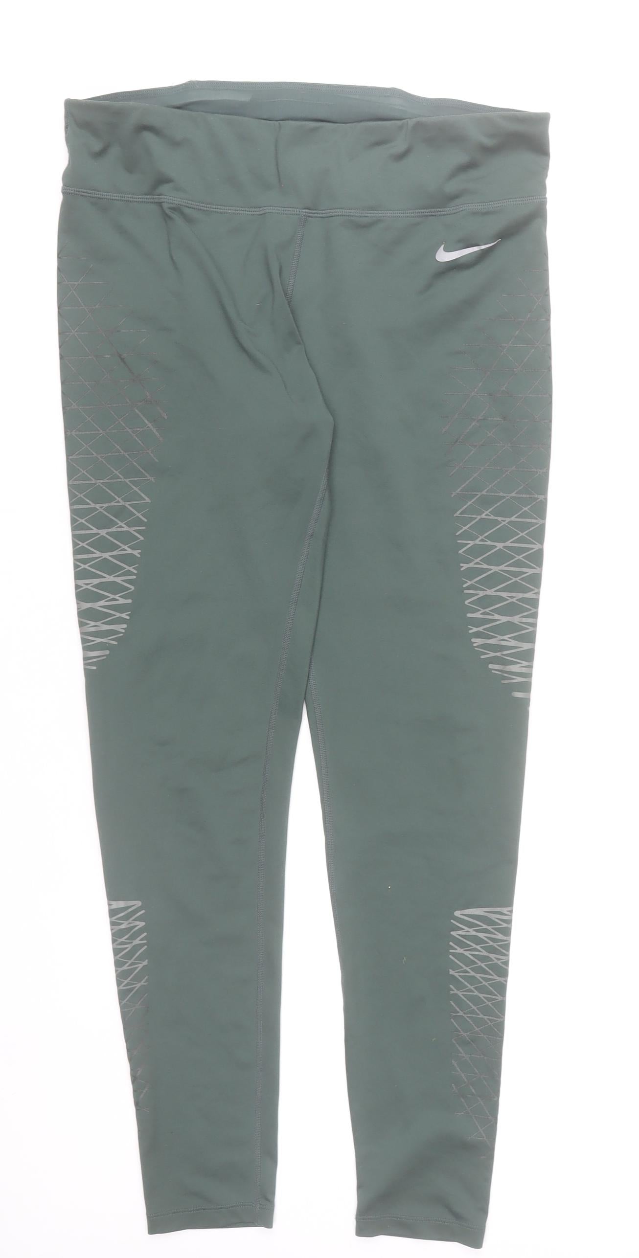 Nike Women's Green Dri-FIT Leggings Size M Running Activewear