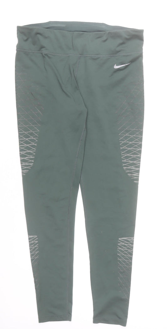 Nike Women's Green Dri-FIT Leggings Size M Running Activewear