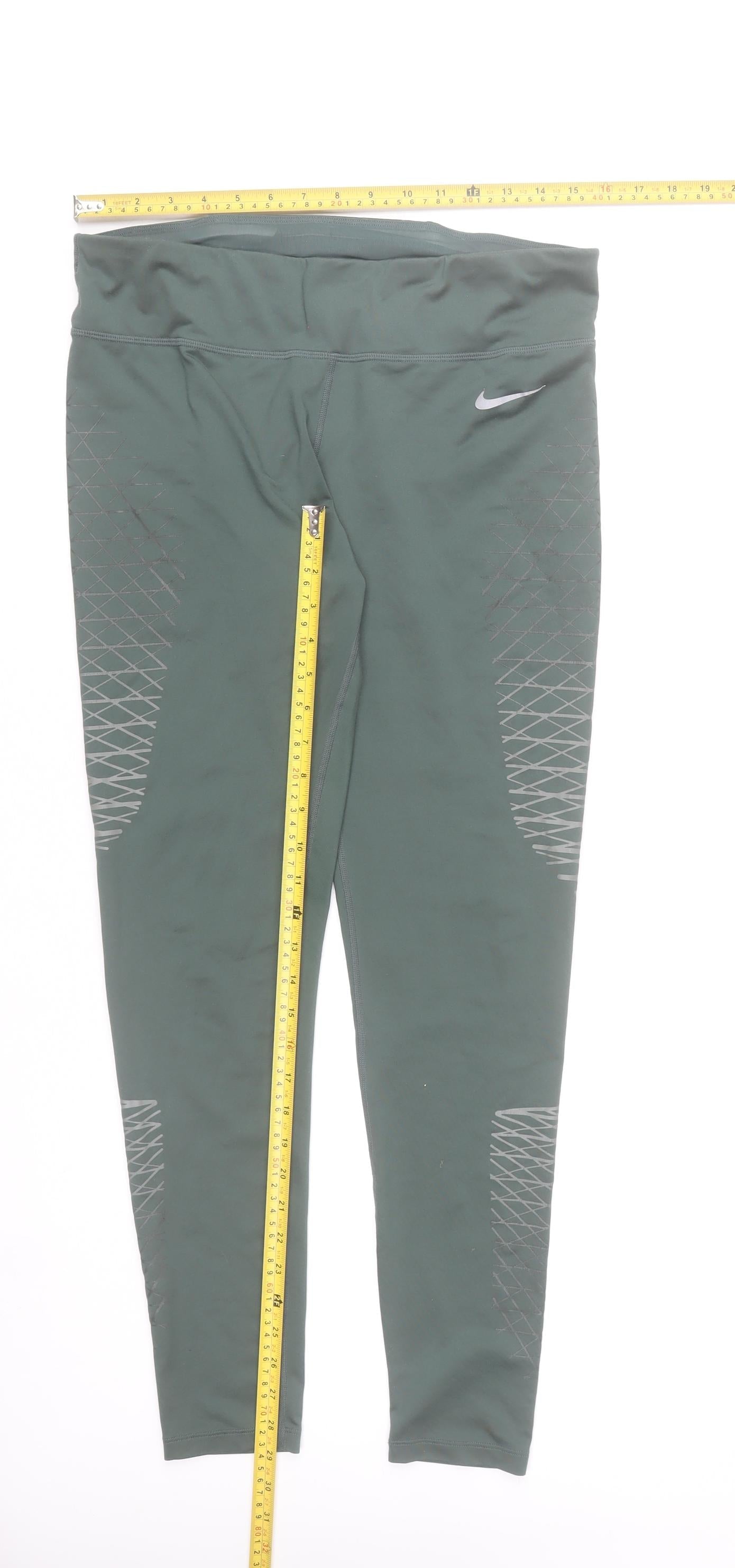 Nike Women's Green Dri-FIT Leggings Size M Running Activewear