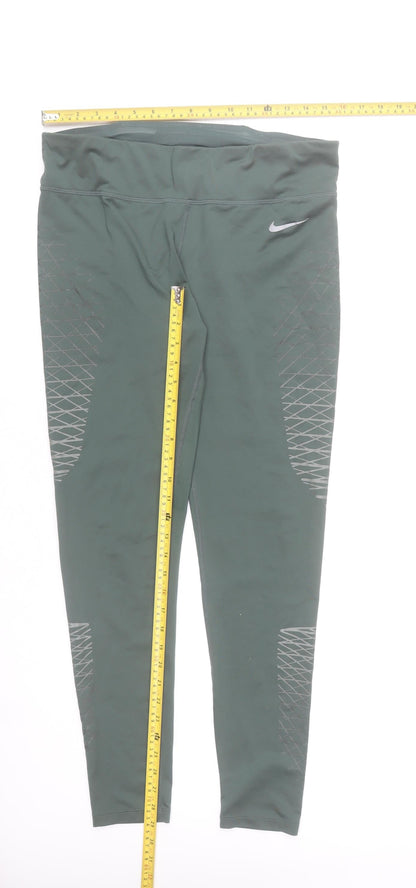 Nike Women's Green Dri-FIT Leggings Size M Running Activewear