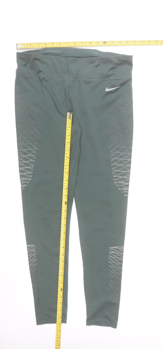 Nike Women's Green Dri-FIT Leggings Size M Running Activewear