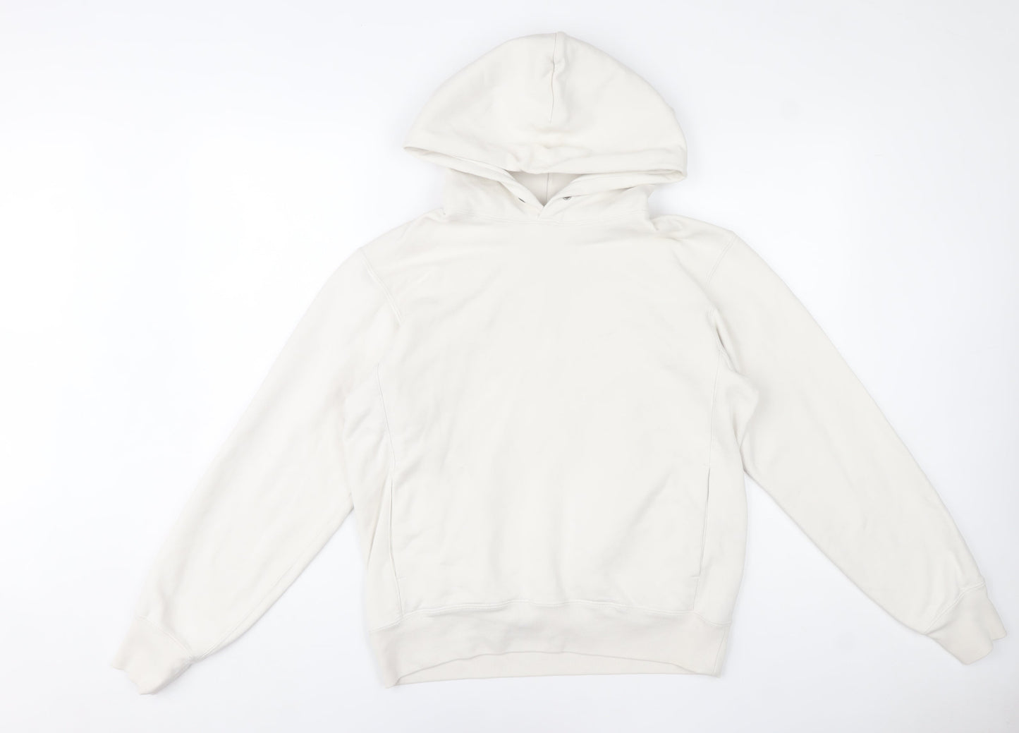 UNIQLO Women Ivory Cotton Pullover Hoodie Size S