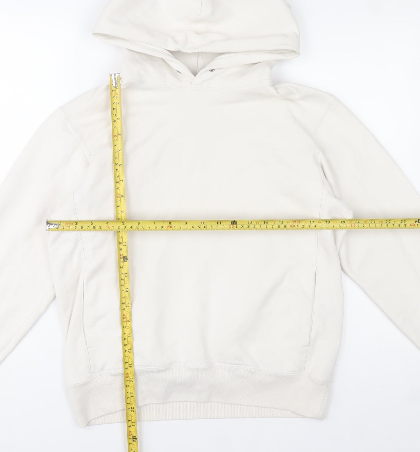 UNIQLO Women Ivory Cotton Pullover Hoodie Size S
