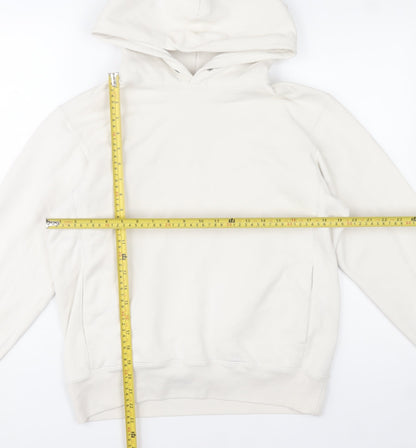 UNIQLO Women Ivory Cotton Pullover Hoodie Size S