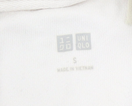UNIQLO Women Ivory Cotton Pullover Hoodie Size S