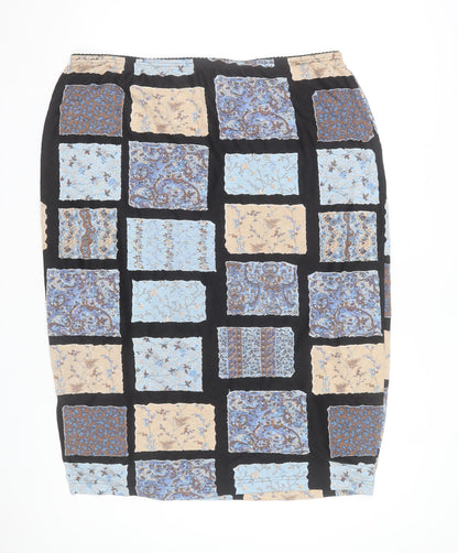 Ulla Popken Women’s Multicoloured Geometric Elastic Waist Pencil Skirt Size 24/26