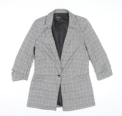 Additional front view of Miss Selfridge Women's Black Check Blazer Jacket, size 8
