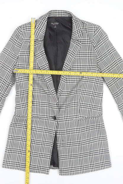 Back view of Miss Selfridge Women's Black Check Blazer Jacket, size 8