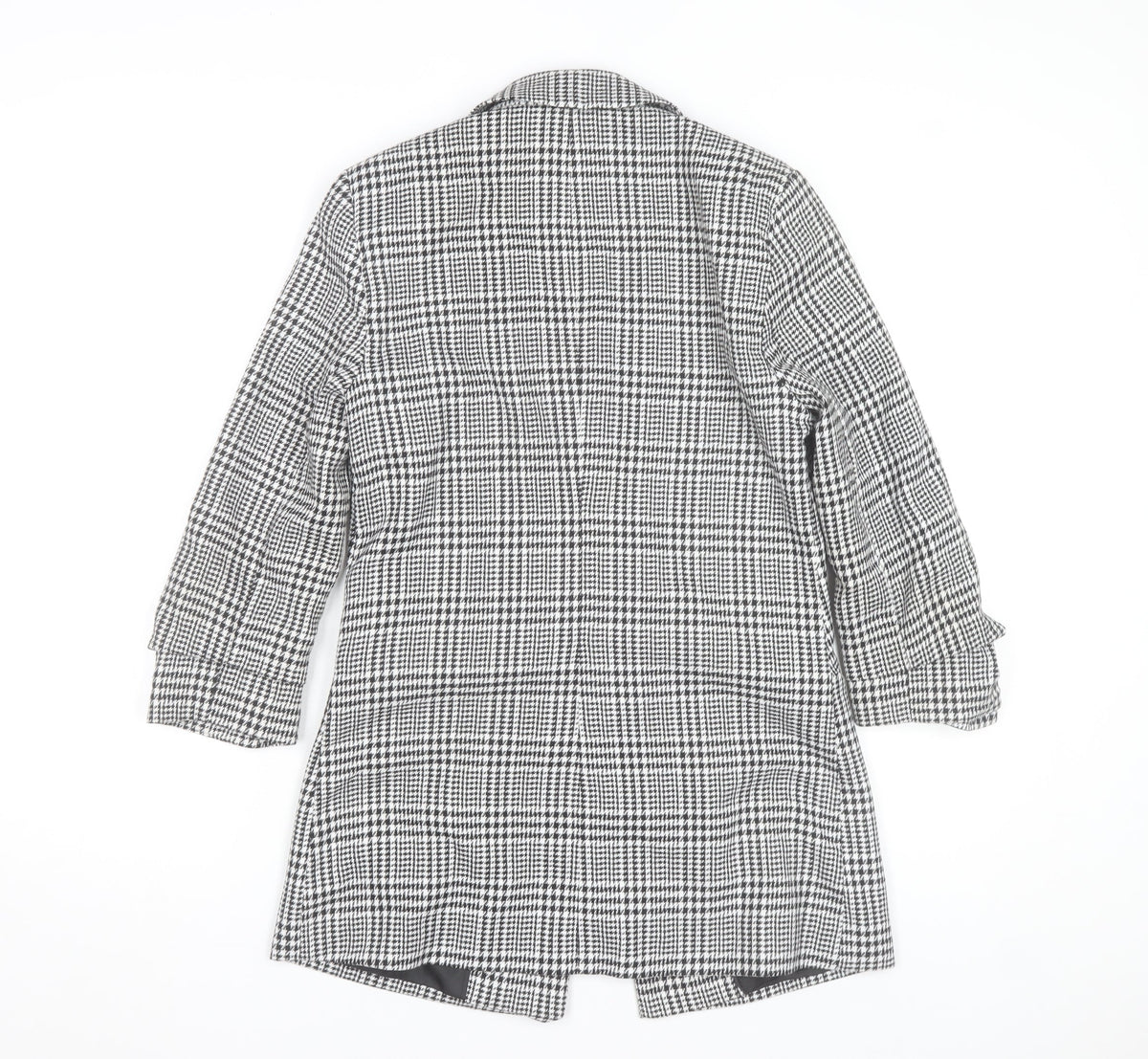 Close-up detail of Miss Selfridge Women's Black Check Blazer Jacket, size 8